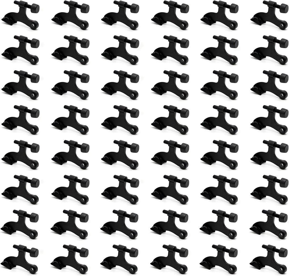 48Pack Hinge Pin Black Door Stopper, Adjustable Heavy Duty Hinge Pin Door Stop with Black Rubber Bumper Tips