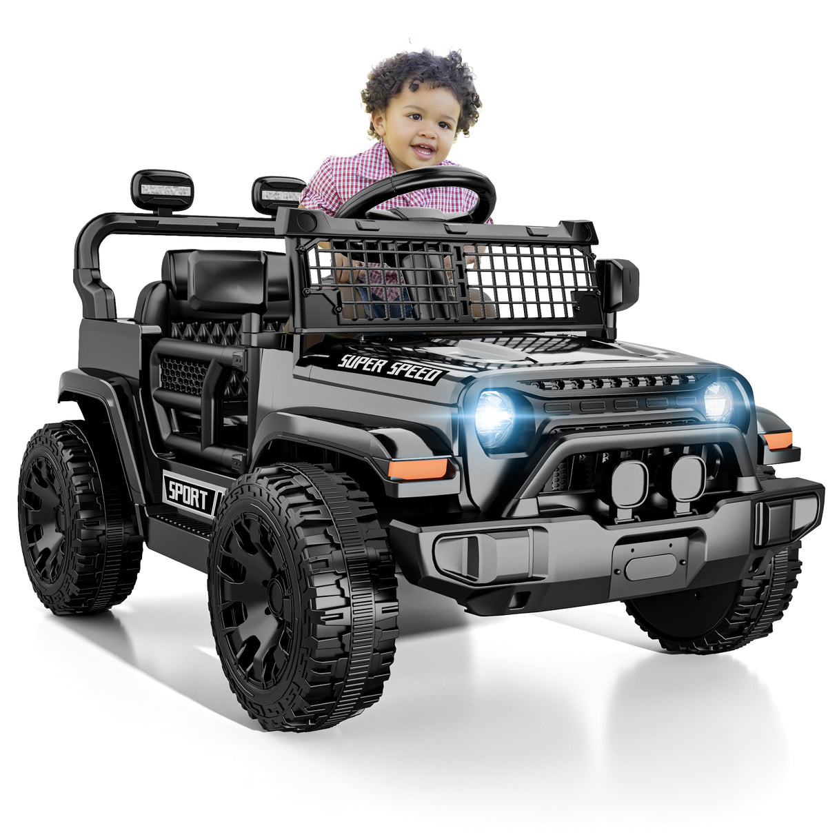 TRINEAR 12V Ride on Car with Parent Remote Control, Toddler Electric Car with Spring Suspension, LED Lights & Music Player - Safe Battery Toy for Kids, Christmas & Birthday Gift, Black