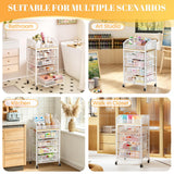 SUNALLY Rolling Makeup Cart with Drawers, Rolling Vanity Nail Cart, White
