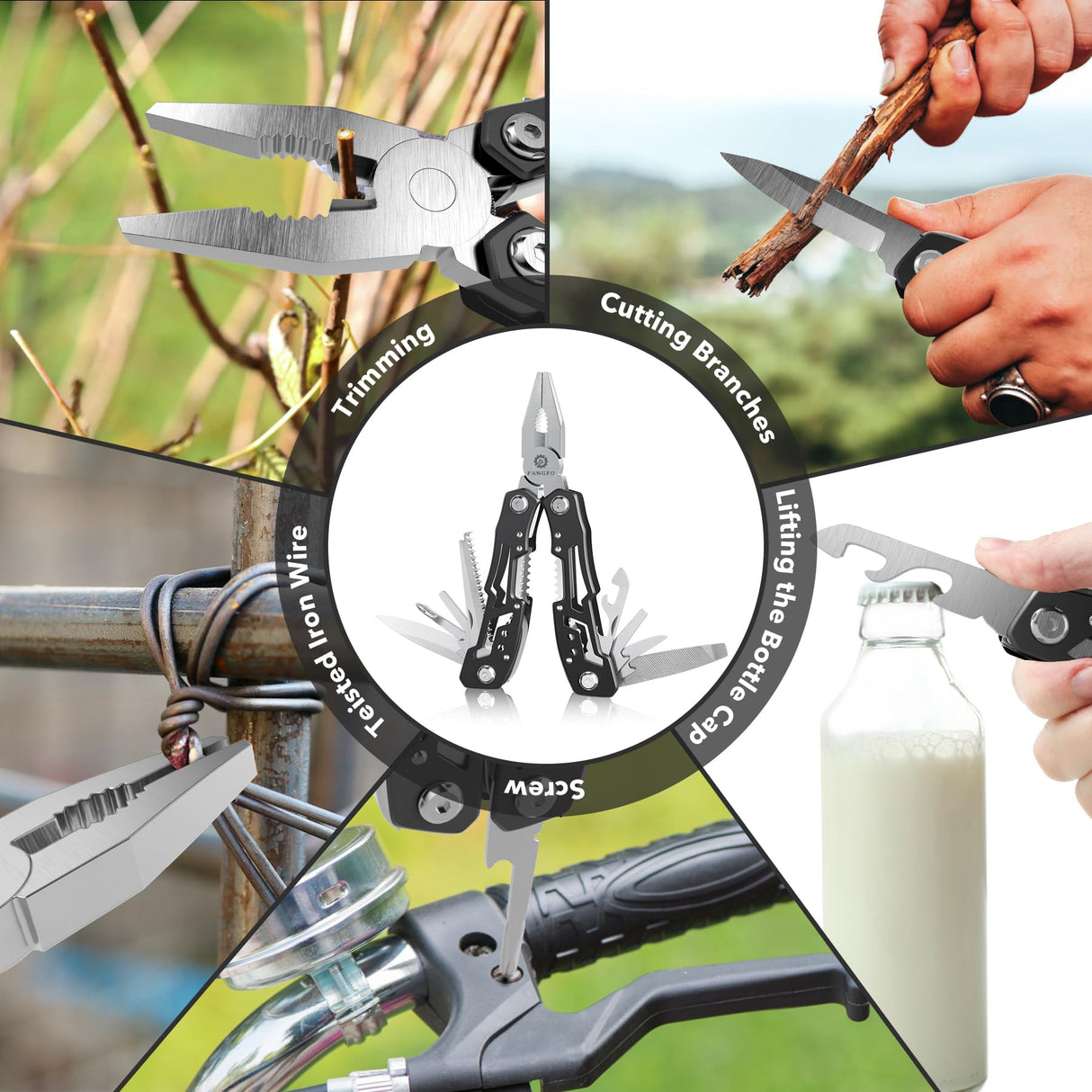 14-In-1 Multitool with Safety Locking, Professional Stainless Steel Multitool Pliers Pocket Knife, Bottle Opener, Screwdriver with Nylon Sheath ，Apply to Survival,Camping, Hunting and Hiking 2 Pcs