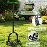 Adjustable Lawn Aerator Tool with Rebound Spring – 16 Sharp Metal Spikes Soil Aerator with Ergonomic T-Handle & Wide Foot Plate, Heavy Duty Yard Lawn Aerator for Garden Lawn Care