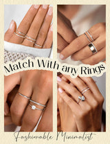 MILACOLATO 2Pcs S925 Sterling Silver Rings for Women Non Tarnish S7