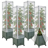 4 Pcs Garden Bird Netting Plant Cover for Square Tomato Cage, 59" x 17.7" Insect Bird Barrier Tomato Cage Net with Zipper & Drawstring, Tomato Trellis Netting Protection Cover for Protecting Plants