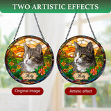 Personalized Pet Stained Glass Suncatcher, Dog Cat Memorial Window Hanging, Sympathy Bereavement Potrait Photo Gift for Loss of Pet, Remembrance Gift for Cat Dog Lovers