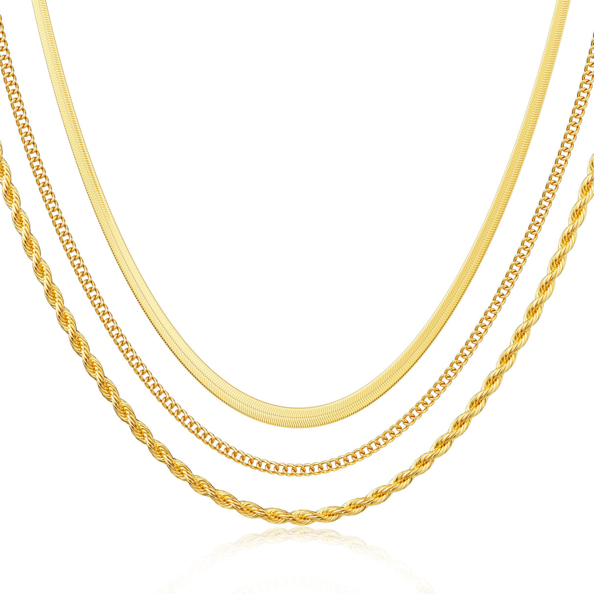 DEARMAY Layered 14K Gold Plated Chain Choker Necklace Set