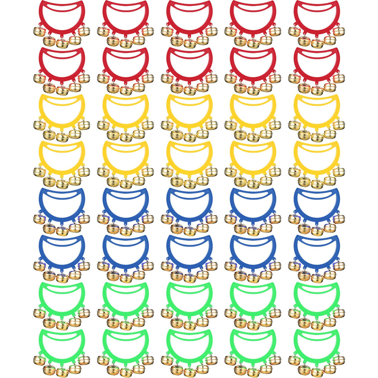 Yeshone 32 Pcs Hand Bells Jingle Bells Bulk Back to School Supplies Tambourine Noise Makers for Kids Adults Musical Instruments Church School Concert Birthday Party Operation Christmas Gifts