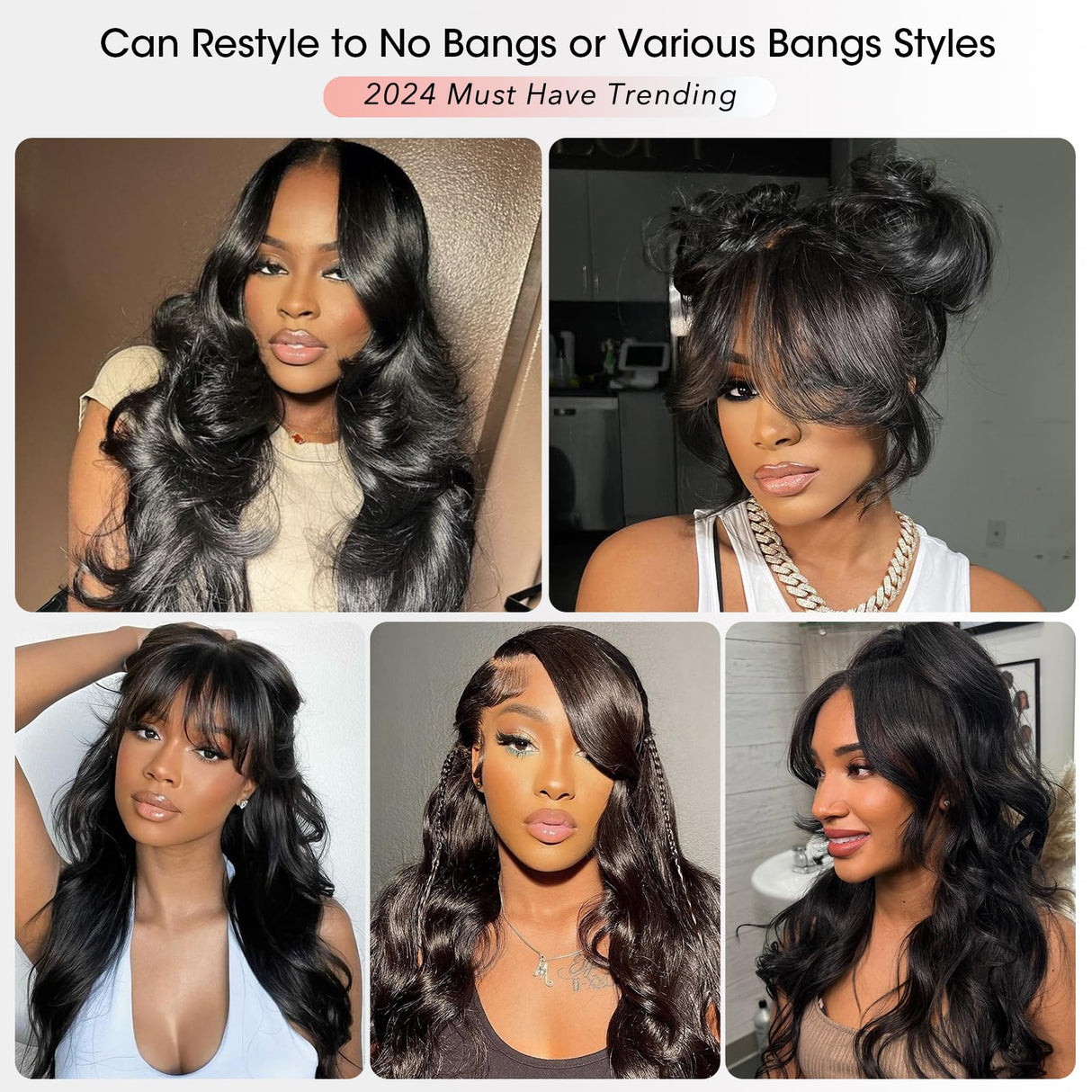 Curtain Bangs Face-Framing 9x6 Glueless Wigs Human Hair Pre Plucked Pre Cut HD Lace 200 Density Loose Body Wave Lace Front Wigs Layered Ready to Wear Wigs Glueless Human Hair for Black Women 18 inch