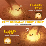 UNEEDE LED Cute Bean Duck Night Light, DoDo Duck Silicone Nursery Night Light Squishy Dimmable Rechargeable Table Bedside Lamp with Touch Sensor for Bedrooms, Living Room Unique Dorm Decor Gift Toy