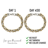 Love You This Much To My Man Cuban Link Bracelet for Him, Romantic Birthday Gifts for Him, Jewelry for Him, Best Gifts for Husband from Wife (Silver-Gold, Stainless Steel)