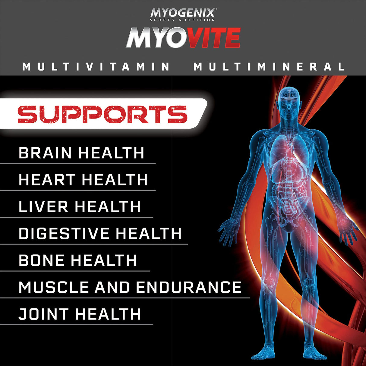 Myogenix Myovite Multivitamin – Daily Supplement – Designed for Athletes – Supports Joint, Heart, and Digestive Health – High Performance Vitamins for Men and Women – 44 Convenient Packets