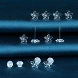 MRI Safe Clear Plastic Earrings for Surgery & Sports, Hypoallergenic Medical Grade Earrings for Sensitive Ears, 20G Silicone Retainer Studs for Women Men - 6 Pairs (Plumeria Flower Design)