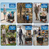 Sushar Electric Wagon Cart Foldable Heavy Duty with All Terrain Wheels, Power Assist Utility Wagon 340 lb Capacity Removable Battery for Beach Camping Garden, Black