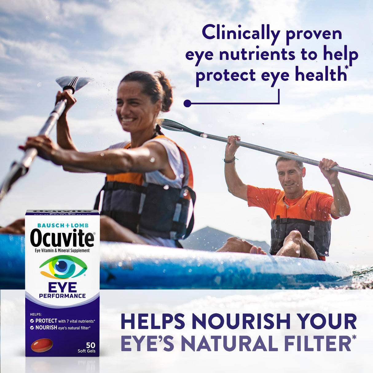 Ocuvite Eye Performance Vitamin & Mineral Supplement, Contains Zinc, Vitamins C, D, E, Omega 3, Lutein & Zeaxanthin, 30 Count Soft Gels