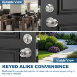 BESTTEN Keyed Same Exterior Door Knob and Single Cylinder Deadbolt Combo Set, Keyed Alike Entry Door Knobs with Lock and Keys for Entrance and Front Door, Satin Nickel