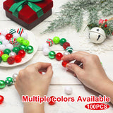 Poen 100 Pcs 20 mm Christmas Rhinestone Bubblegum Beads for Pens Bulk Crystal Resin Acrylic Plastic Spacer Chunky Beads for Christmas DIY Craft Keychain Necklace Bracelet Jewelry Making Holiday Decor