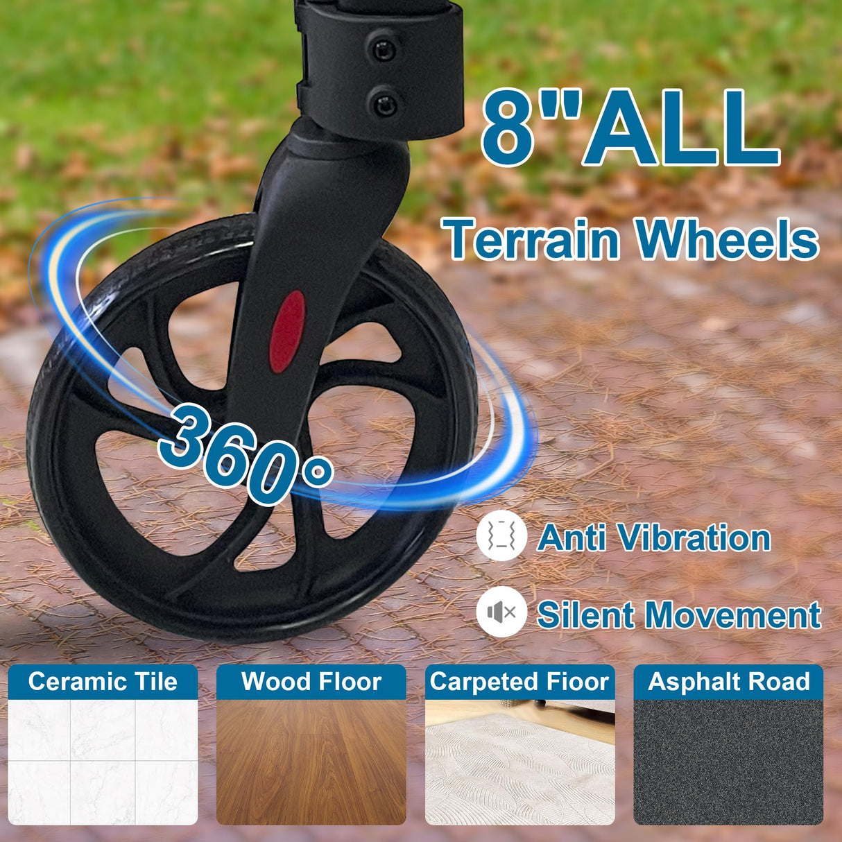Premium 3 Wheel Rollator Walker for Seniors, Lightweight Foldable Elderly Three Wheeled Rollator with Storage Bag, Aluminum Mobility Aid Rolling Walker (Black & Red)