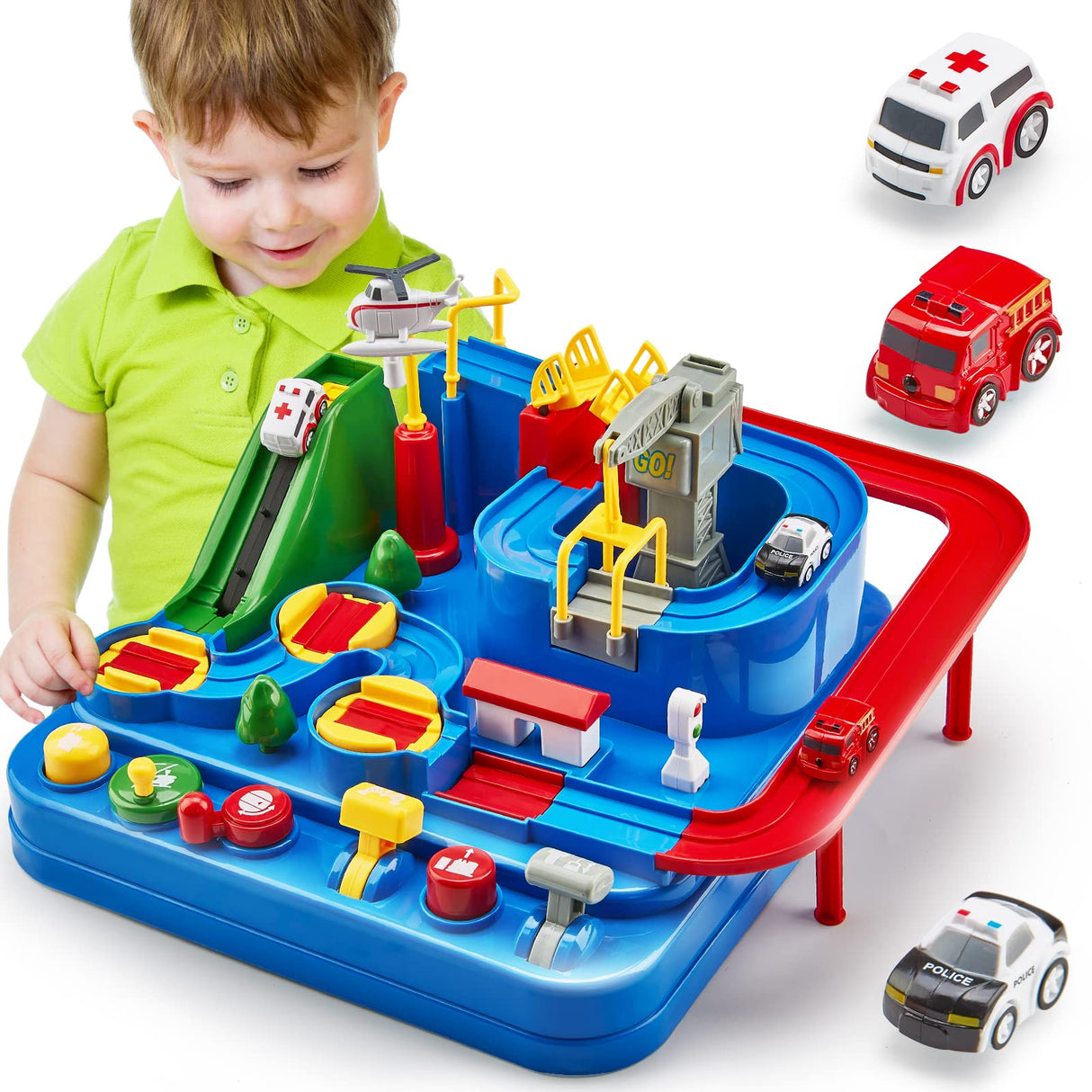 Toys for 3 Year Old Boys - Stem Kids Toys 3-5, Large Race Track, 3 Year Old Boy Gift, Car Playset for 4 Year Boy Birthday Gift, Montessori, Thinking, Motor Skill, Educational Christmas Grandkids Gifts