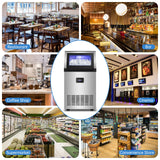 Ice Maker Commercial Ice Machine 200 lbs /24H, 33 lbs Large Storage Capacity Bin, Under Counter or Freestanding Ice Cube Makers Stainless Steel for Restaurant Bar Cafe