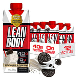 Lean Body Ready-to-Drink Cookies and Cream Protein Shake, 40g Protein, Whey Blend , 0 Sugar, Gluten No, 22 Vitamins & Minerals, (Recyclable Carton & Lid - Pack of 12) LABRADA , 17 Fl Oz (Pack of 12)