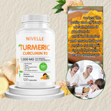 NIVELLE Turmeric Curcumin | Pure Turmeric Curcumin Supplement 1000mg | 95% Curcuminoids with Bee Propolis, Ginger, MCT Oil, Fat Soluble Vitamin C, & Black Pepper | 120 Capsules (1)