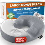 5 STARS UNITED Donut Pillow Hemorrhoid Tailbone Cushion – Large Cushion for Pain Relief – Coccyx, Prostate, Sciatica, Pelvic Floor, Pressure Sores, Pregnancy, Postpartum Recovery, Gray