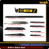 8-In-1 Multi Blades Hand Saw, Drywall Cutter. Hacksaw. Long Blade Hand Saw, Jab Saw, For Cutting Drywall, Sheetrock, Wood, Metel, Plastic, Plywood. Blade Quick Change Mechanism.