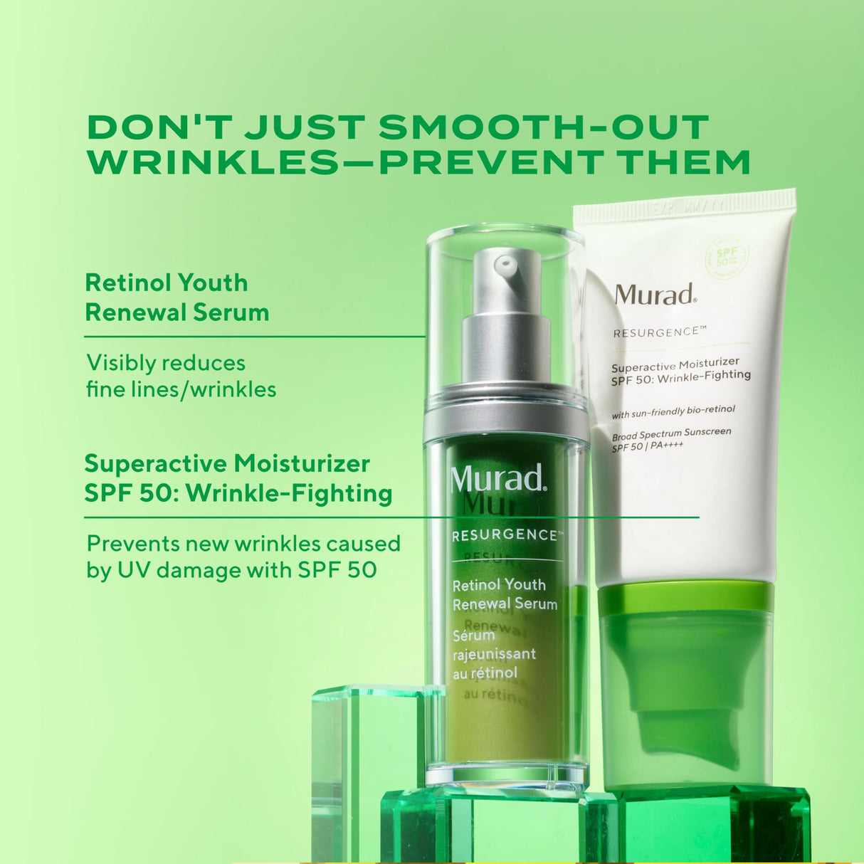 Murad Superactive Wrinkle-Fighting Moisturizer SPF 50 - Bio-Retinoid Ultra Sheer Facial Sunscreen Gently Targets Fine Lines and Wrinkles With Aging Protection From UVB/UVA - 1.7Fl Oz