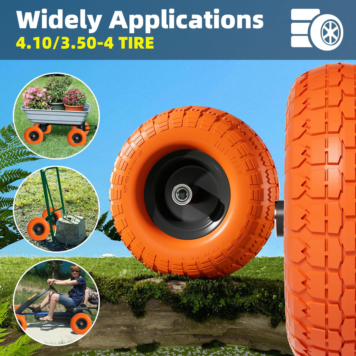 【UPGRADED】4.10 3.50-4 Tire and Wheel