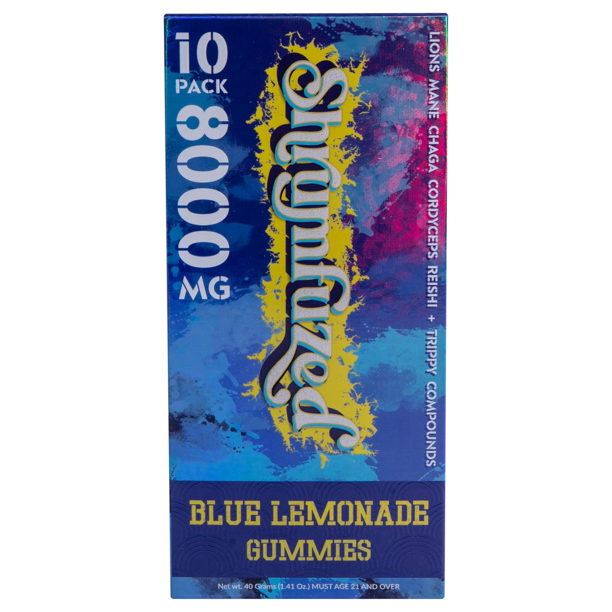 Shrumfuzed - Proprietary Nootropic Gummy 8000mg - Lion's Mane, Reishi, Chaga, and Cordycep Nootropic Tripee Mushroom Blend (10, Blue Lemonade)