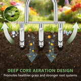Lawn Aerator Tool, Stainless Steel Manual Core Aerator with 3 Hollow Tines