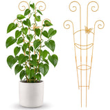 Xhwlgbal 2 Pcs 30'' Monstera Plant Trellis for Pots, Metal Garden Trellis for Outdoor Plant Climbers, Expandable Houseplant Support with Butterfly Design for Monstera Ivy Hoya Vine, Gold