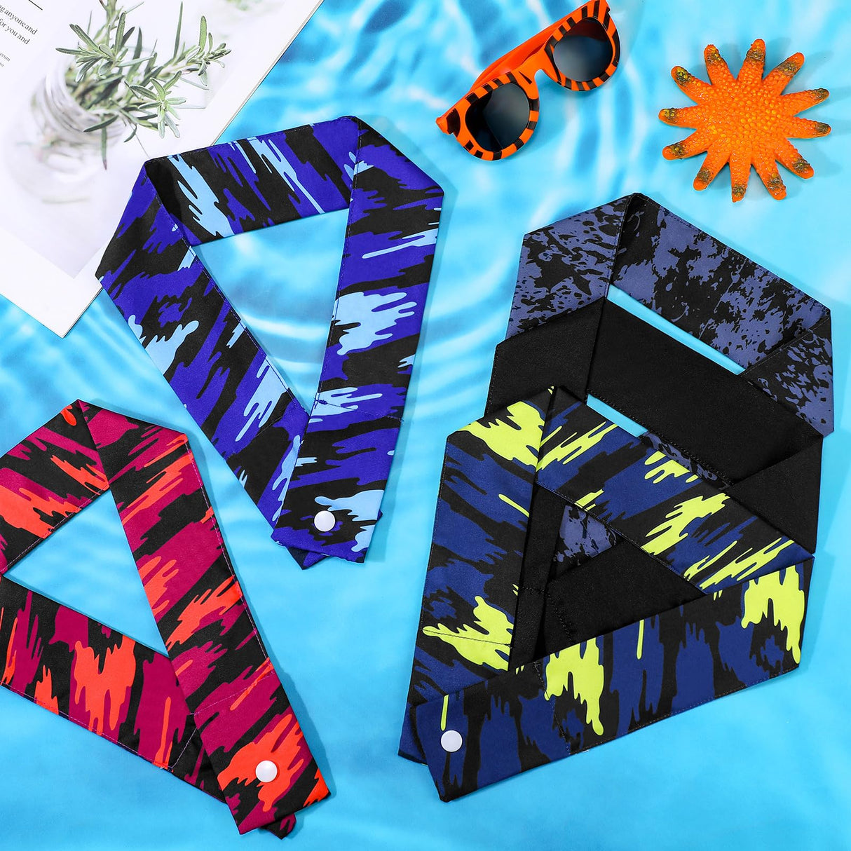 Tarpop 30 Pieces Cooling Neck Wraps Bulk Camo Ice Cooling Bandana Reusable Cooler Scarf Tube for Hot Weather Outdoor Fishing Running