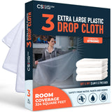 Caelum Star 3 Pack 12x9 ft Extra Large Plastic Drop Cloth for Painting, Furniture Covers, Painters Plastic Cover, Clear Paint Tarp, Floor Protector, Disposable Paint Drop Cloth, 55% Recycled