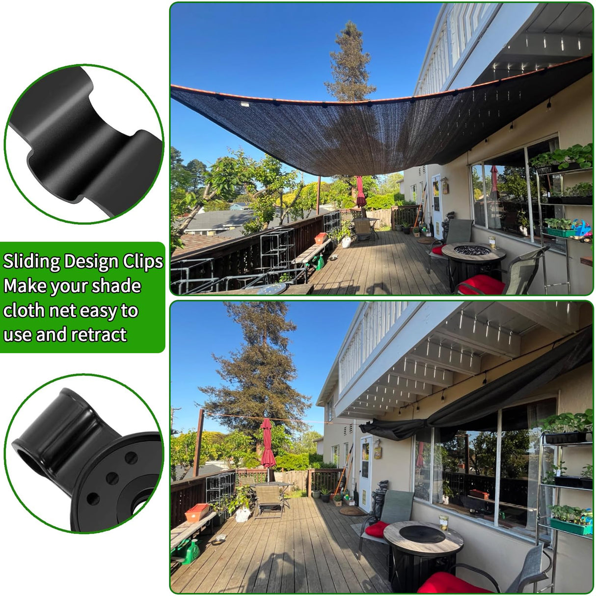 100Pcs Shade Cloth Clips, Black Plastic Heavy Duty Sun Shade Clips for Sun Shade Net, Gardening Shade Cloth, Anti Bird Netting, Removable & Reusable Windproof Awning Clamp (Black-100PCS)