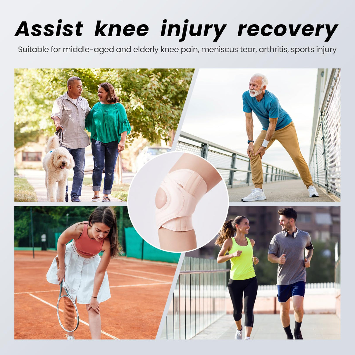 Galvaran Knee Brace for Women & Men, Relief Recovery Meniscus Tear, Arthritis Pain, ACL & MCL, Knee with Side Stabilizers，Adjustable Knee Support (Nude Pink, Medium)