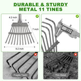Gixmuoiy Garden Rake for Leaves, Heavy-Duty Small Metal Rake for Lawn, Yard, Garden Beds, Debris & Shrubs, 6 ft Adjustable Handle for Kids and Adults