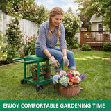 Garden Seat with Wheels, Rolling Garden Stool Heavy Duty Gardening Cart with Seat and 20 Quart Storage Space Use for Patio, Yard, and Outdoors