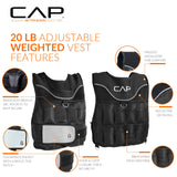 CAP Barbell (HHWV-CB020C) Adjustable Weighted Vest, 20-Pound,20 Pound, Black