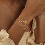 Pearl Bracelets for Women, Dainty 14K Gold Plated Bracelet Stack Thin Mariner Chain Bracelet Set Fashion Waterproof Minimalist Jewelry Link Bracelets Cute Bracelets for Women Trendy
