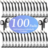 Kanayu 100 Pack Bulk Earbuds for Kids Students Classroom Ear Buds Class Set Headphones Multipack School Earphones Individually Bagged, Operation Christmas Bulk Items(Black,Style 1)