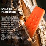 6 Pack Tree Felling Wedges with Spikes for Safe Tree Cutting – 2 Each of 10", 8” and 5.5” Wedges with Storage Bag; 6 Felling Dogs to Guide Trees Stabilize and Safely to Ground for Loggers and Fallers