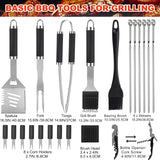 Grilljoy BBQ Accessories Grill Tools Set - 22PCS Stainless Steel Barbecue Grill Accessories for Outdoor Grill with Black Aluminum Case - Christmas Grilling Gifts for Men & Dad -Grill Tools Kit