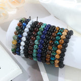 FIRAZIO 12Pcs 8mm Gemstones Beaded Stretch Bracelet for Women