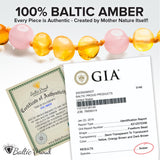 Baltic Amber Necklace (Unisex Honey Rose 12.5”) Certified Amber