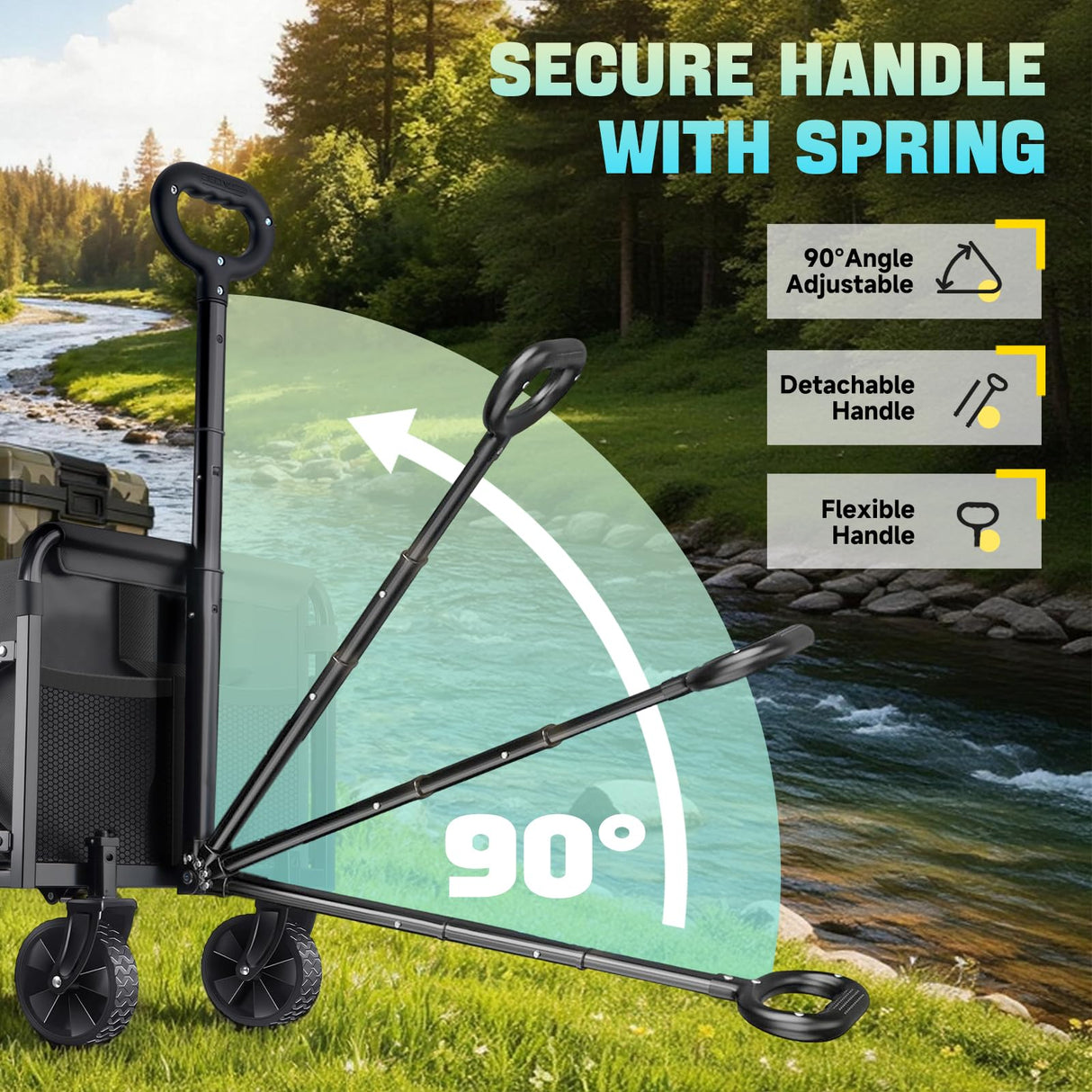 280LBS Collapsible Wagon Cart Foldable, Lightweight Grocery Cart with Wheels