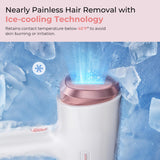 Finequin Laser Hair Removal for Women & Men, 45°F Ice-Cooling Contact, Safe & Virtually Painless Alternative to Salon IPL Hair Removal Device, Long-Lasting Hair Removal from Home, with Razor & Glasses