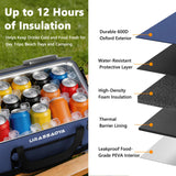 [2026 Updated] 50 Can Collapsible Soft Cooler Bag with Hard PP Lid, Leakproof Insulated Ice Chest with Quick-Access Top Hatch, Bottle Opener & Mini Table for Beach, Camping, Travel (Navy Blue)