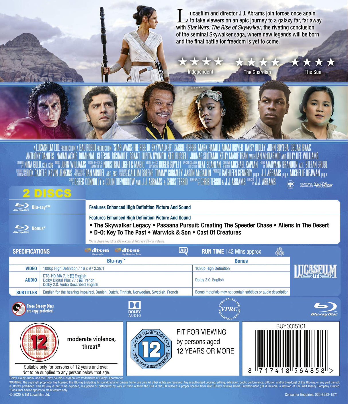 Star Wars: The Rise of Skywalker (With Limited Edition The First Order Artwork Sleeve) [Blu-ray] [2019] [Region Free]