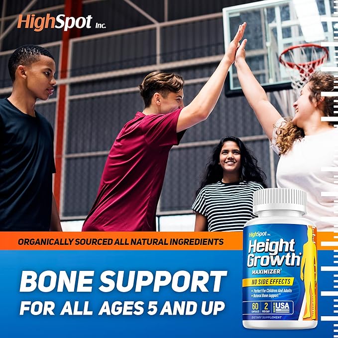2 Pack HighSpot Height Growth - Height Growth Maximizer - Calcium, Vitamin D3, B1, B2 - Grow Taller Supplement - Bone Growth Supplement - Made in USA (White)