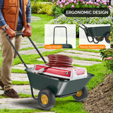 VINGLI 2 Wheel Wheelbarrow, Plastic and Steel Wheel Barrel, 330lbs Capacity Garden Cart for Lawn, Gardening, Construction